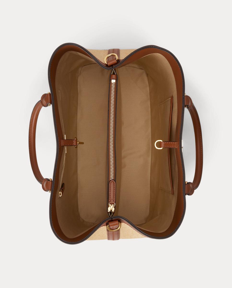 Mala Satchel Marcy Grande de Ráfia Castanho-claro-4
