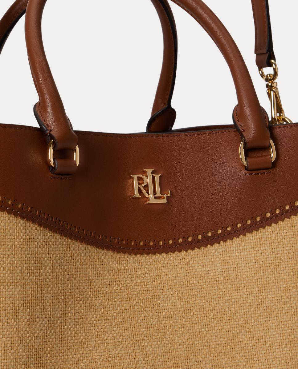 Mala Satchel Marcy Grande de Ráfia Castanho-claro-5