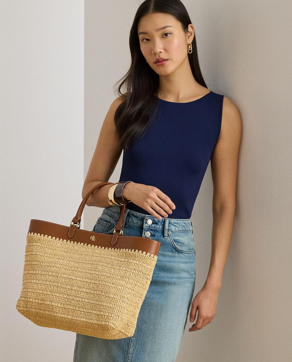 Mala Tipo Tote Kyla Grande de Ráfia Natural-6