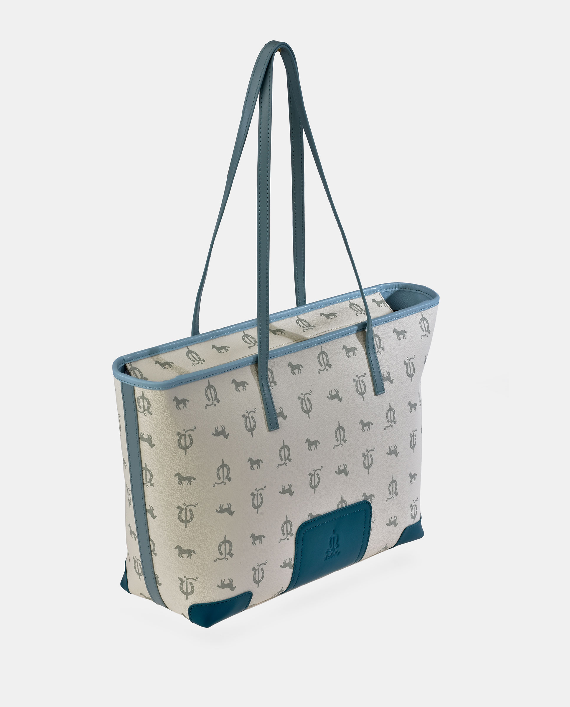 Mala Shopper em Pele e Lona Branco-gelo-2