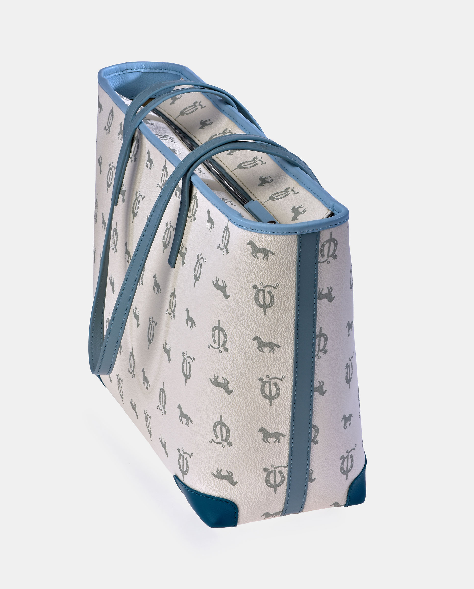 Mala Shopper em Pele e Lona Branco-gelo-3