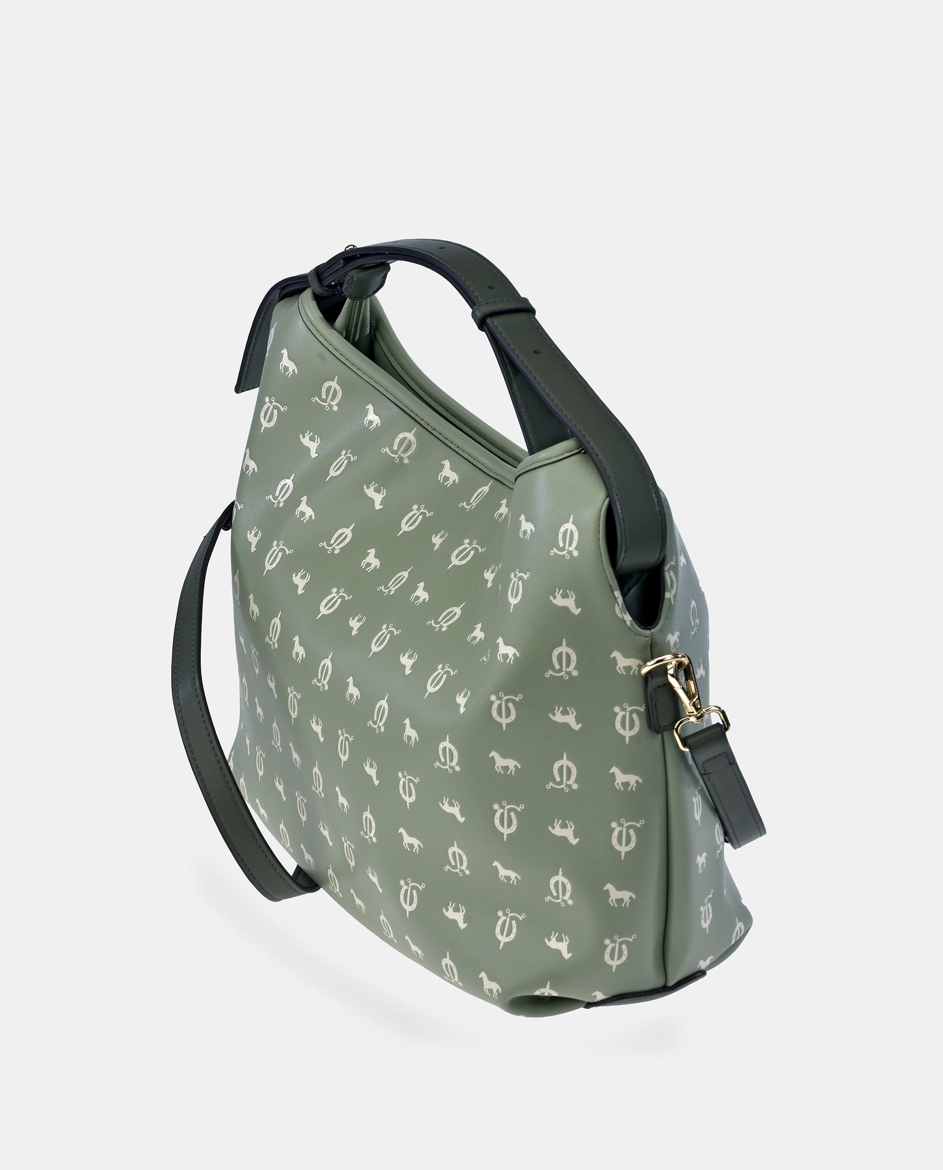 Mala Hobo em PU com Efeito de Logótipo Verde Água-3