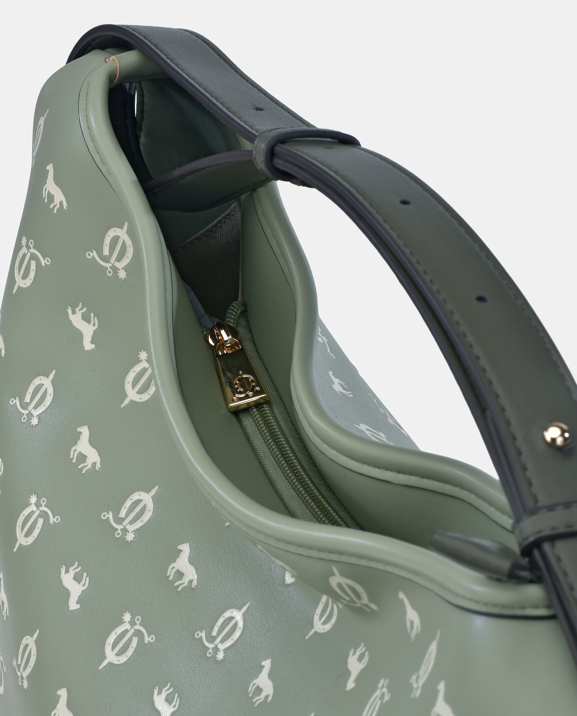 Mala Hobo em PU com Efeito de Logótipo Verde Água-4