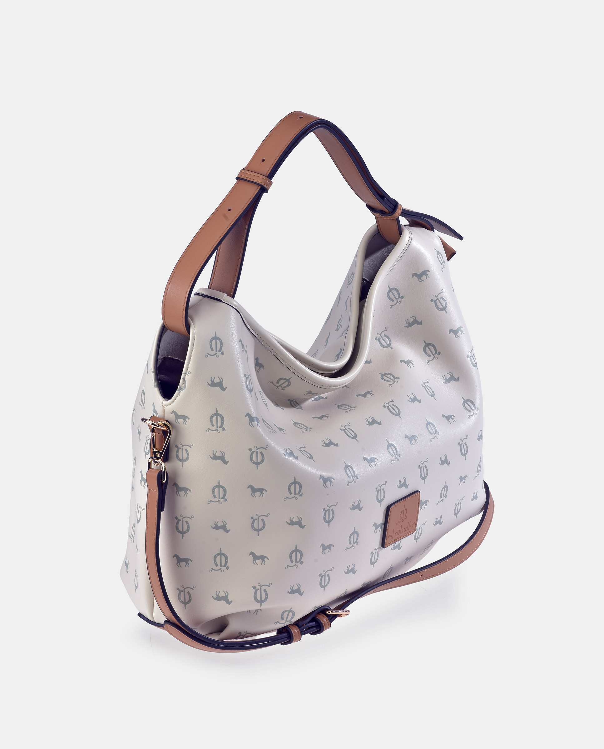 Mala Hobo em PU com Efeito de Logótipo Branco-gelo-2