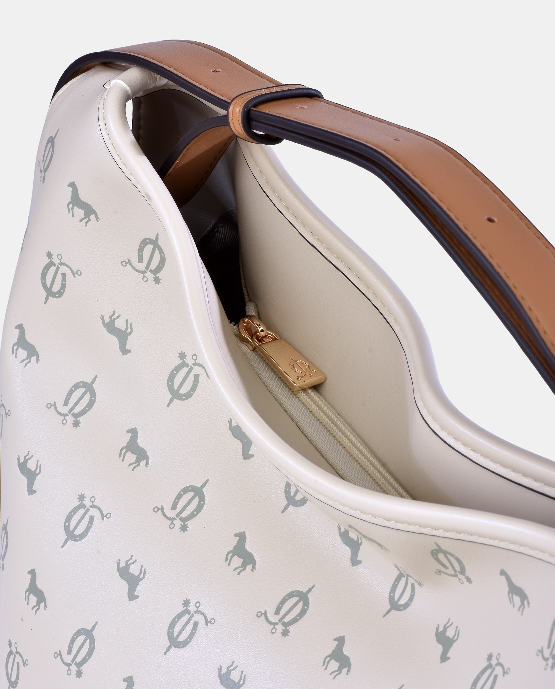 Mala Hobo em PU com Efeito de Logótipo Branco-gelo-3