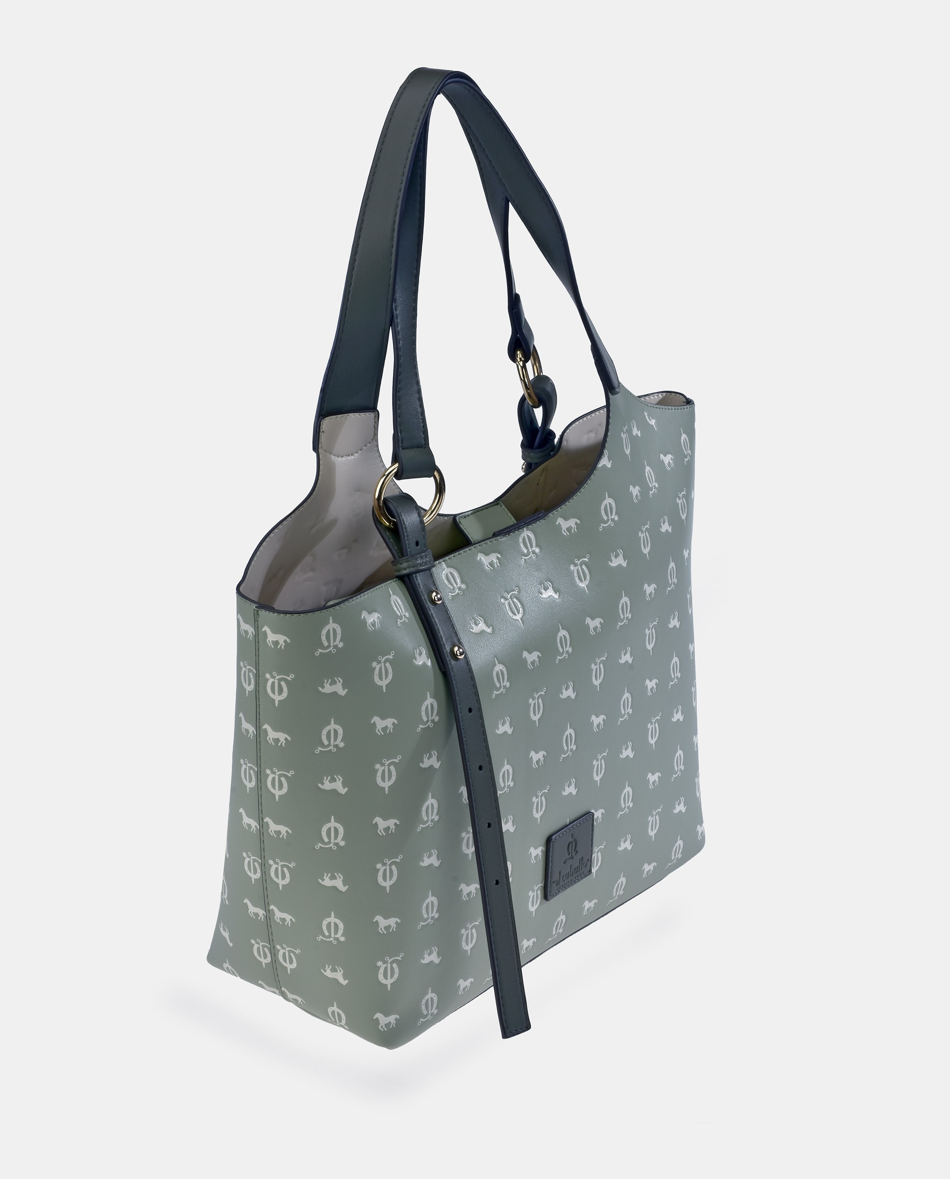 Mala Shopper em PU com Efeito de Logótipo Verde Água-2
