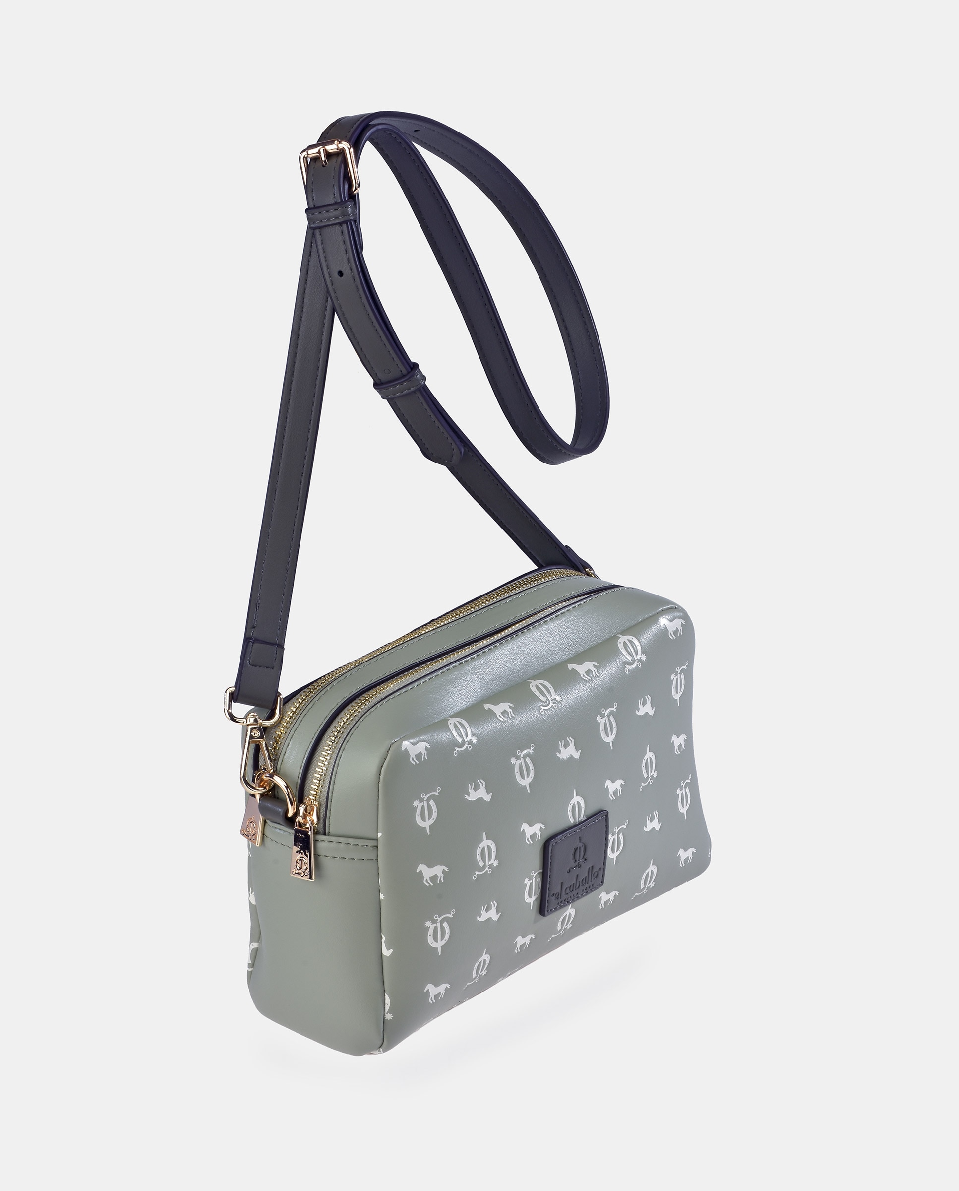 Mala Crossbody em PU com Efeito de Logótipo Verde Água-2