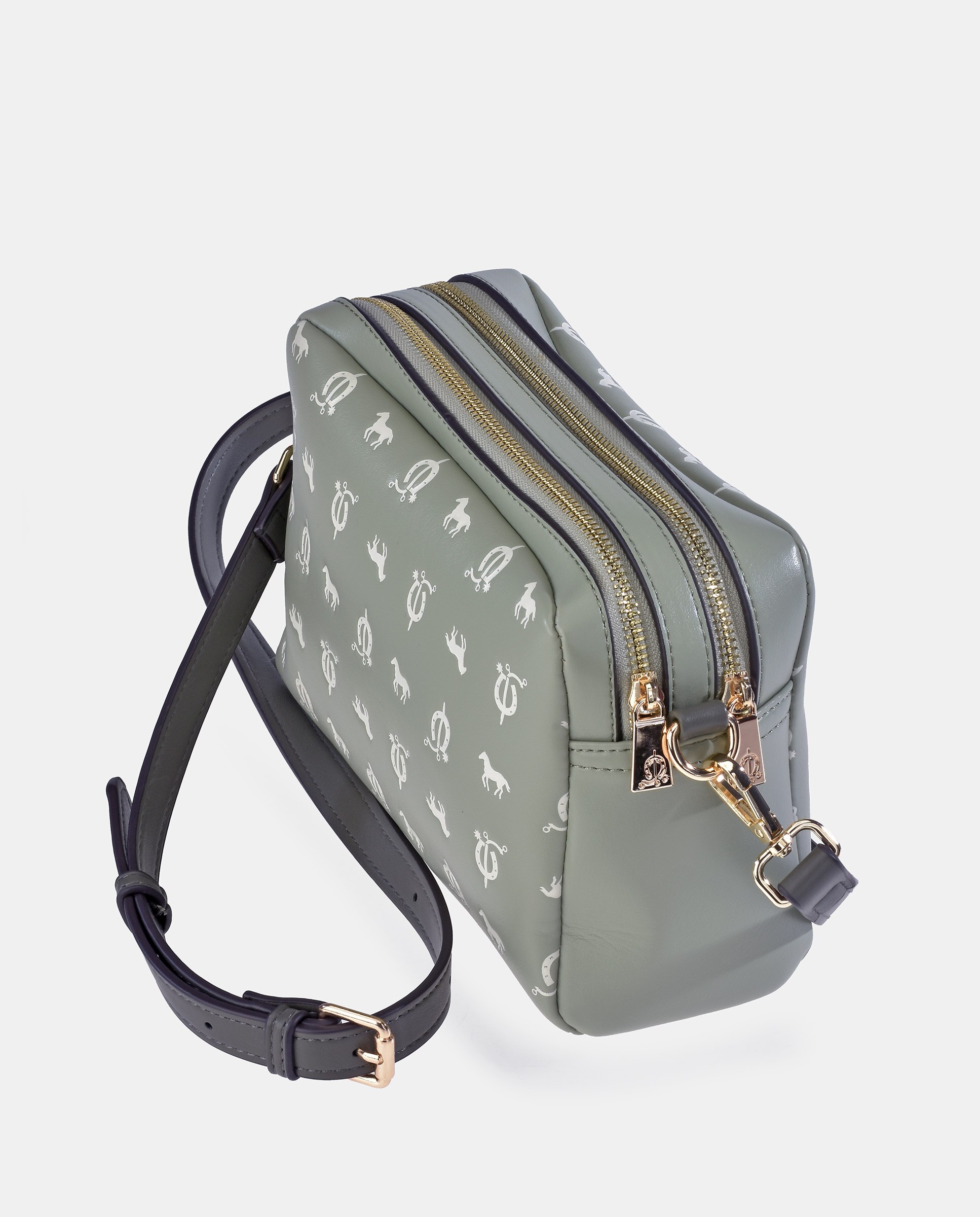 Mala Crossbody em PU com Efeito de Logótipo Verde Água-4