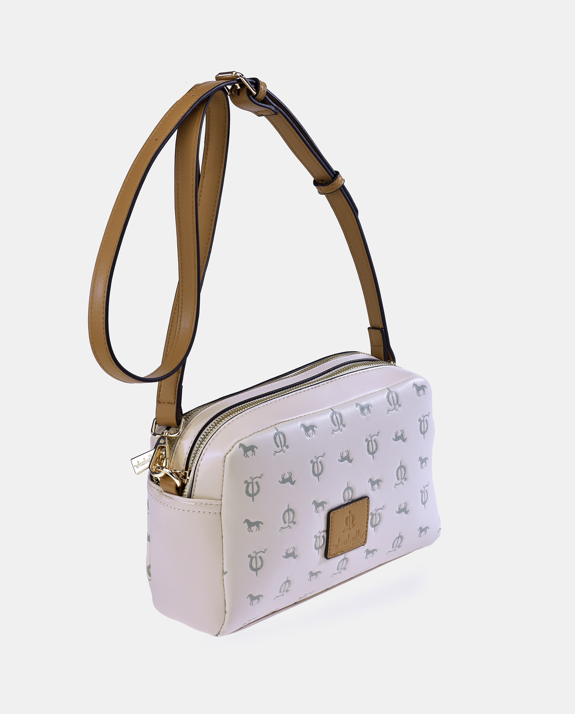 Mala Crossbody em PU com Efeito de Logótipo Branco-gelo-2