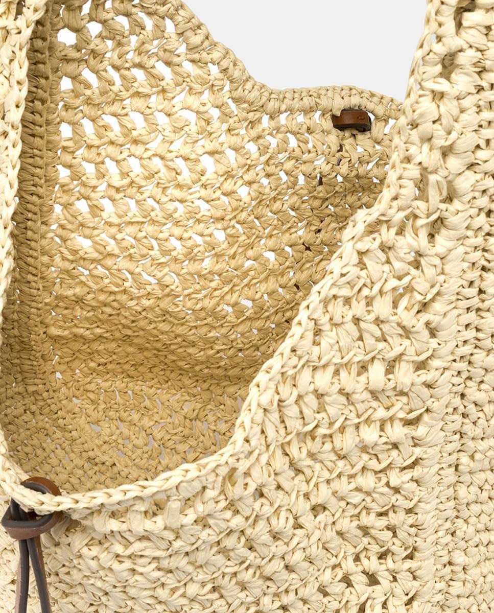 Mala de Ombro Modelo Nefeli em Crochet de Palha Tecida Cru-3