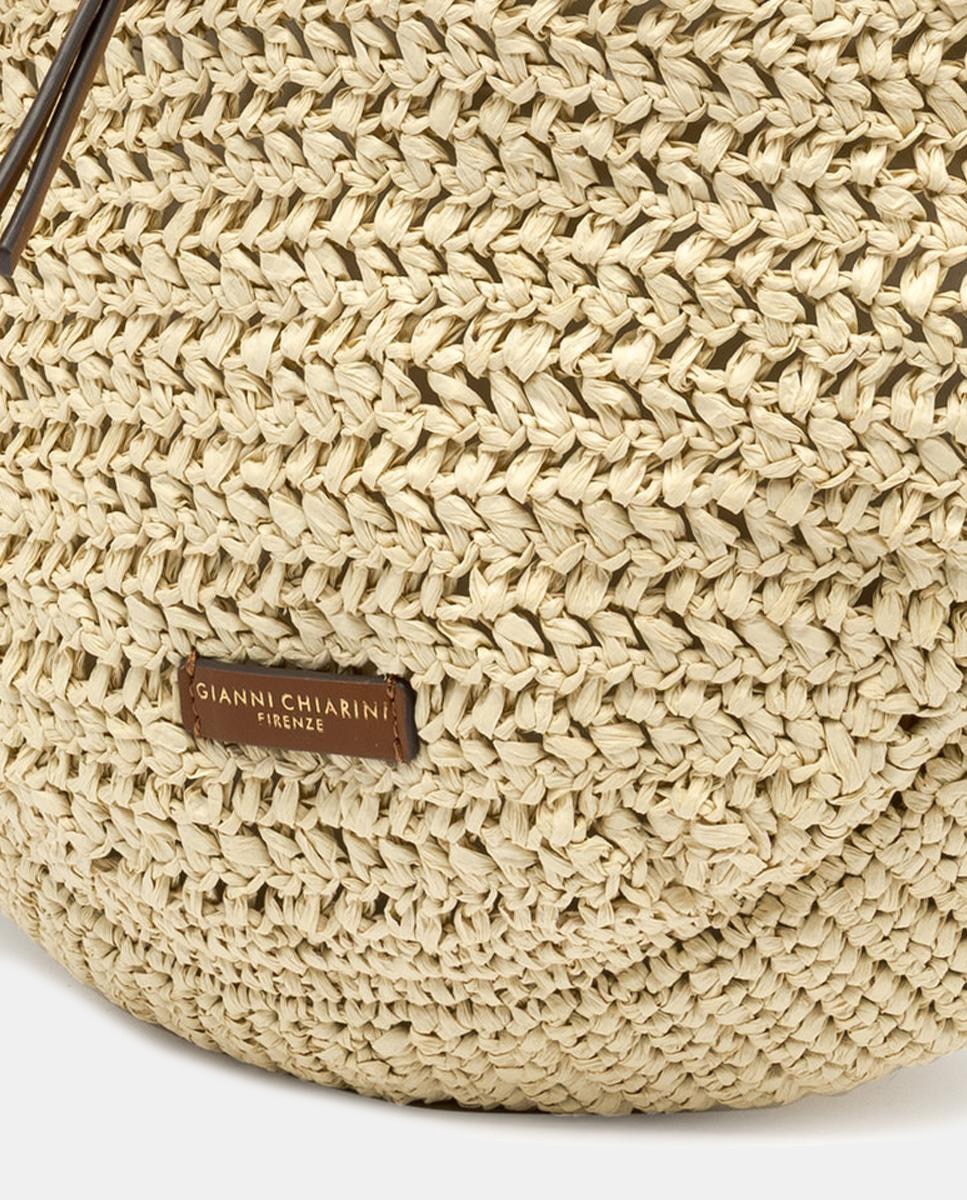Mala de Ombro Modelo Nefeli em Crochet de Palha Tecida Cru-4