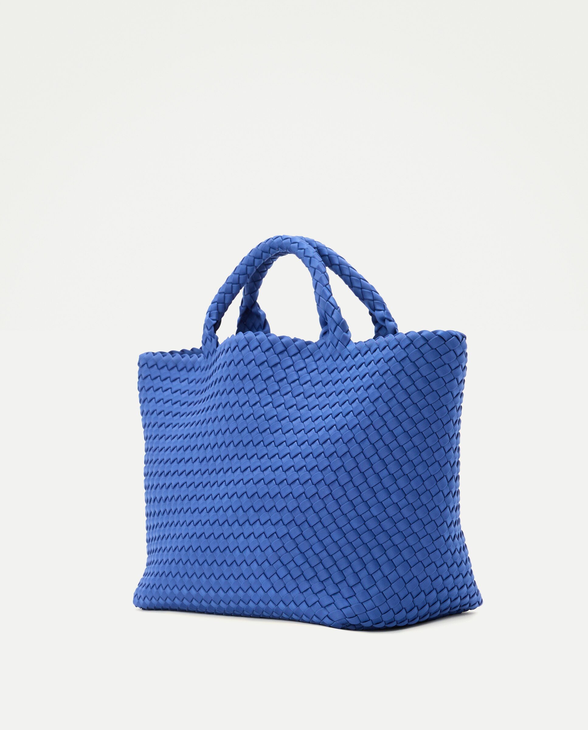 Mala Tipo Tote Média Entrançada Modelo St Barths Azul-2