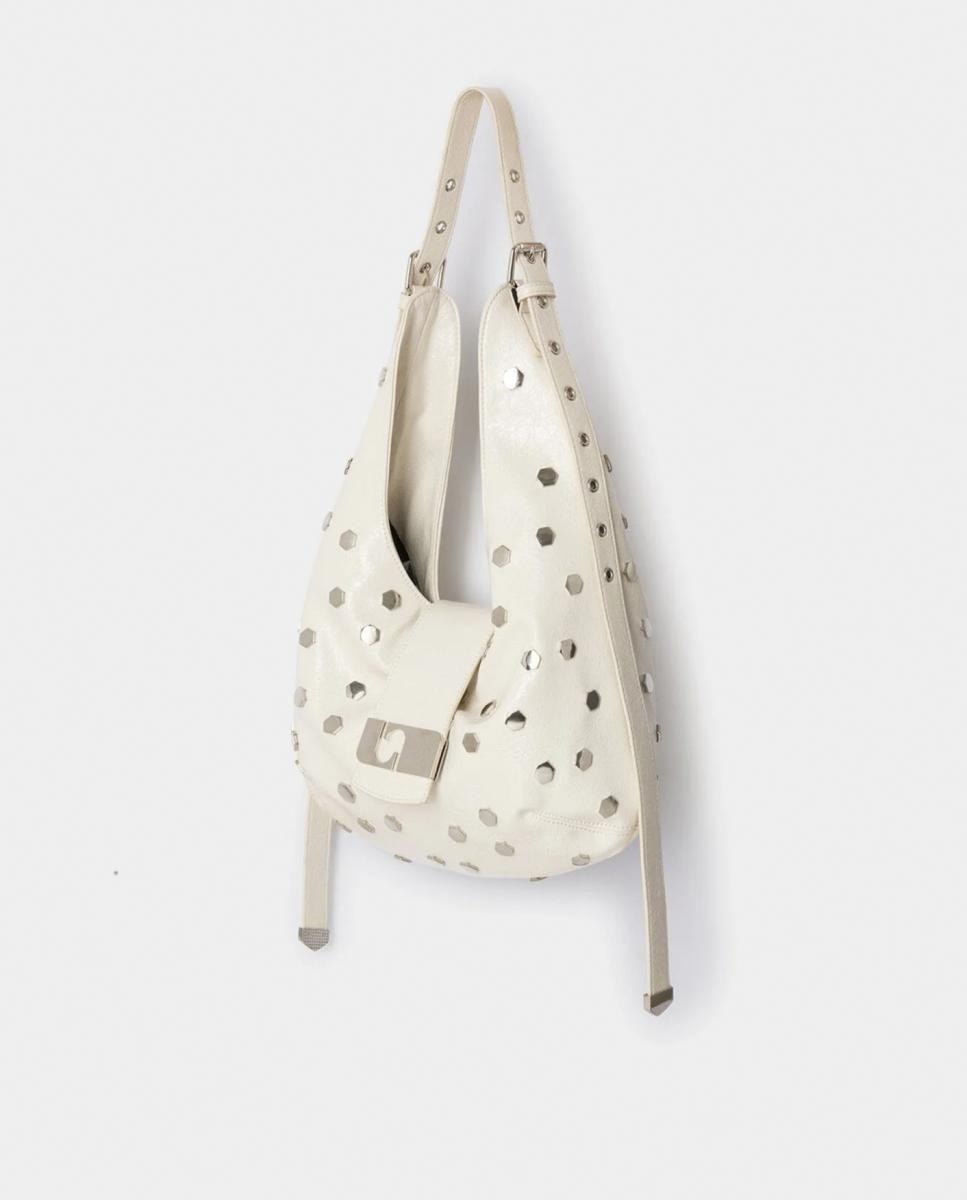 Mala de Ombro Modelo Vixen Studs Branco-marfim-2