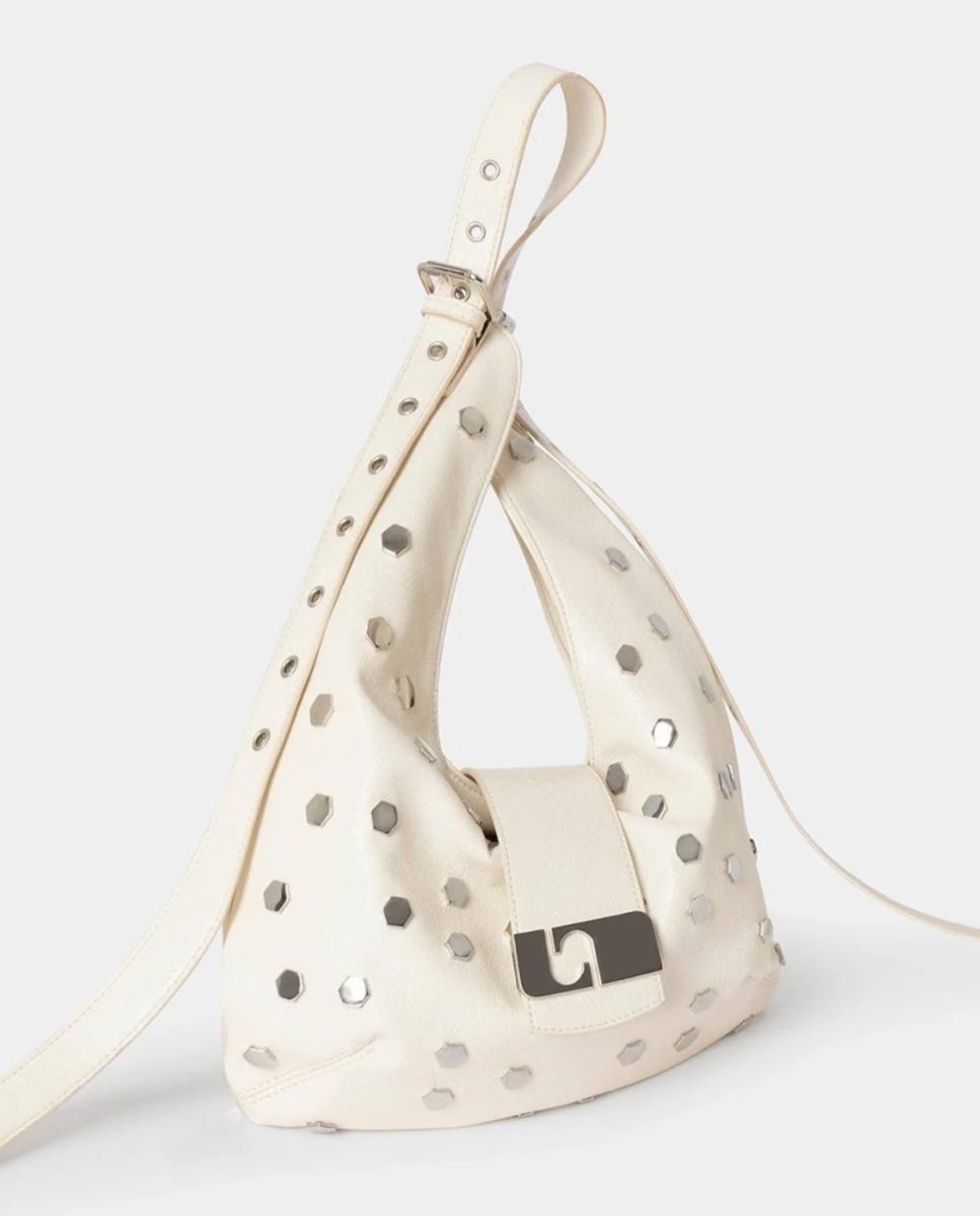 Mala de Ombro Modelo Vixen Studs Branco-marfim-3