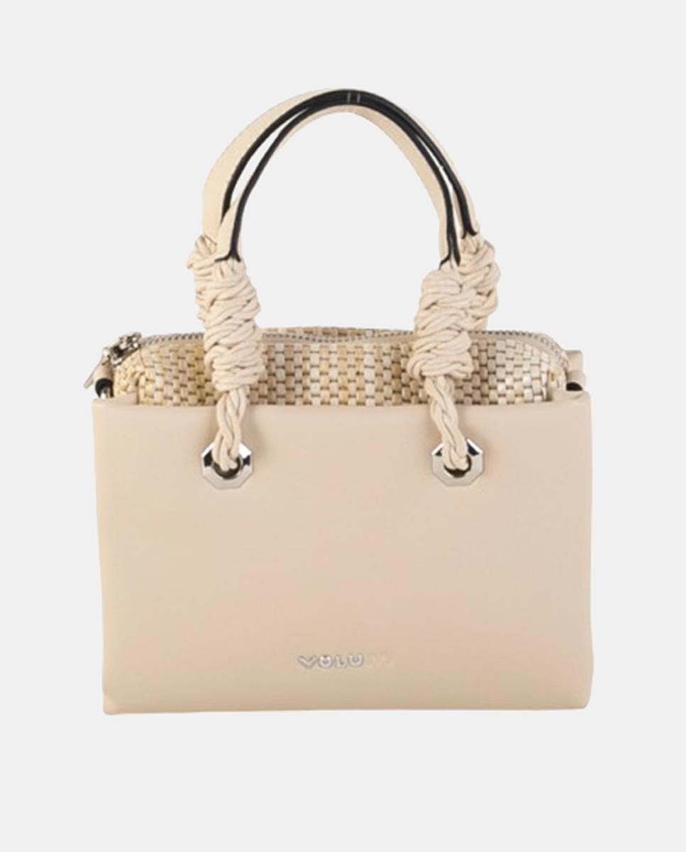 Imagem 0 de Mala a Tiracolo Mini em Polipele Suave com Detalhe Entrançado e Alça de Corda Atada Artesanal