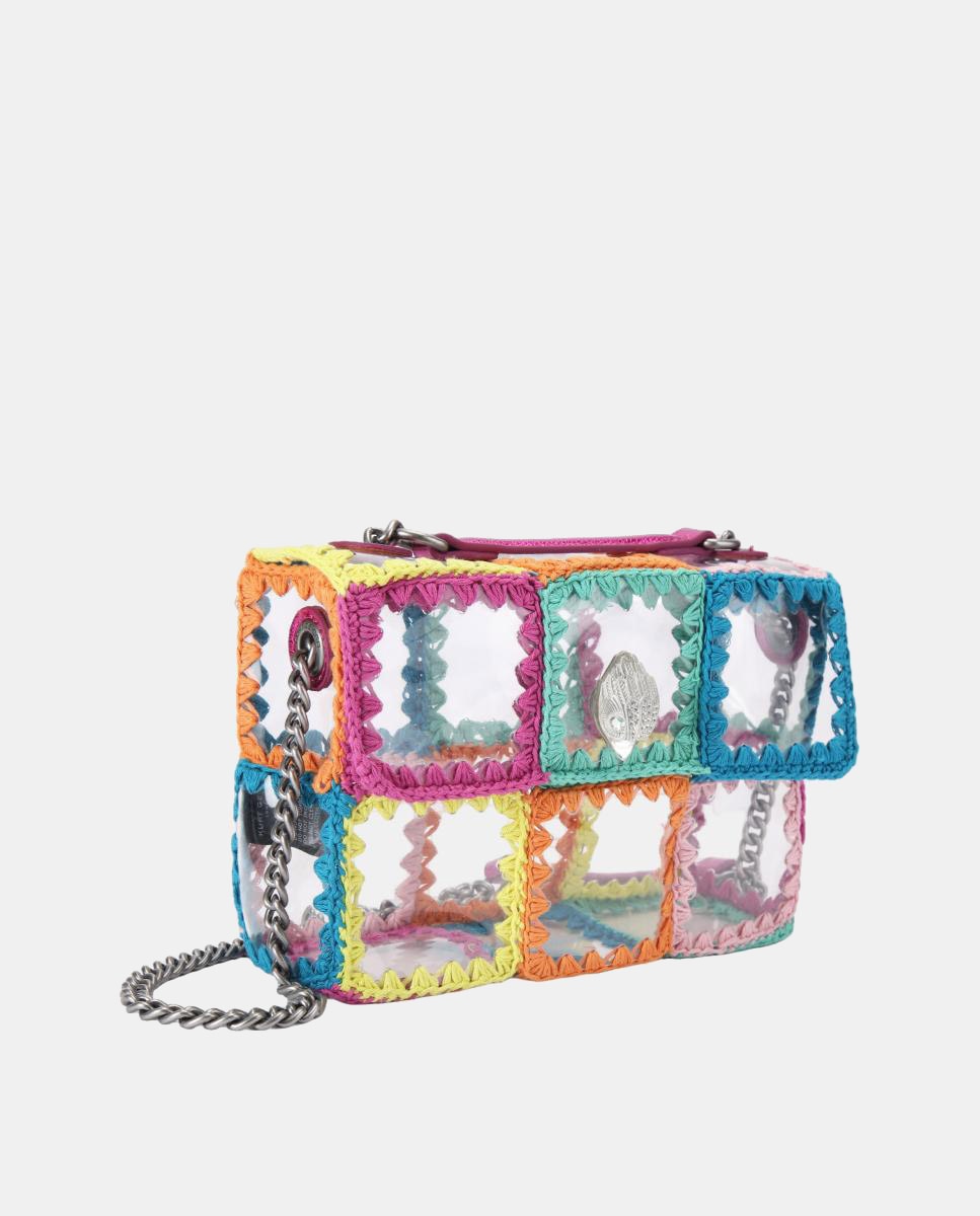 Mala Média Kensington em Vinil e Crochet Multicolor-2