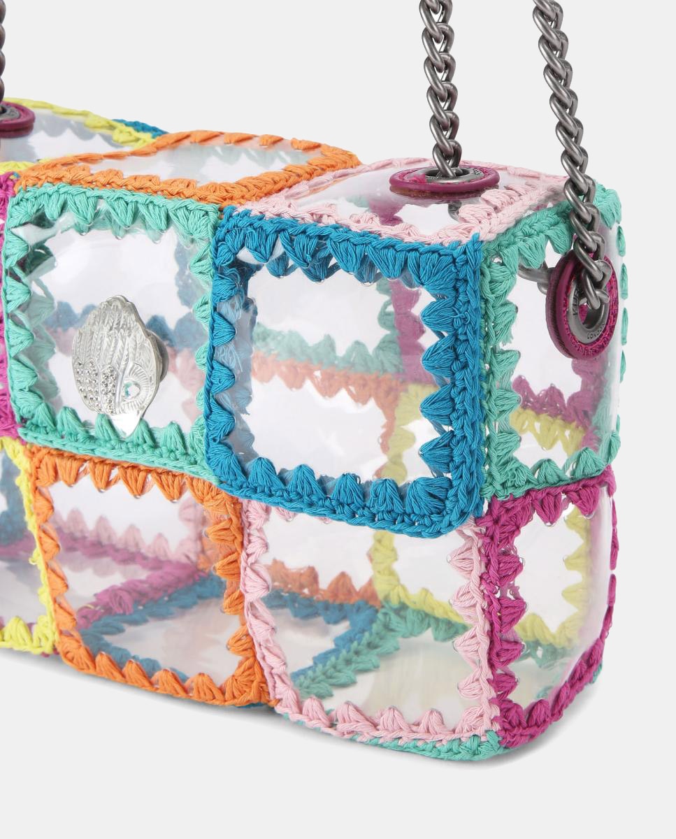 Mala Média Kensington em Vinil e Crochet Multicolor-5