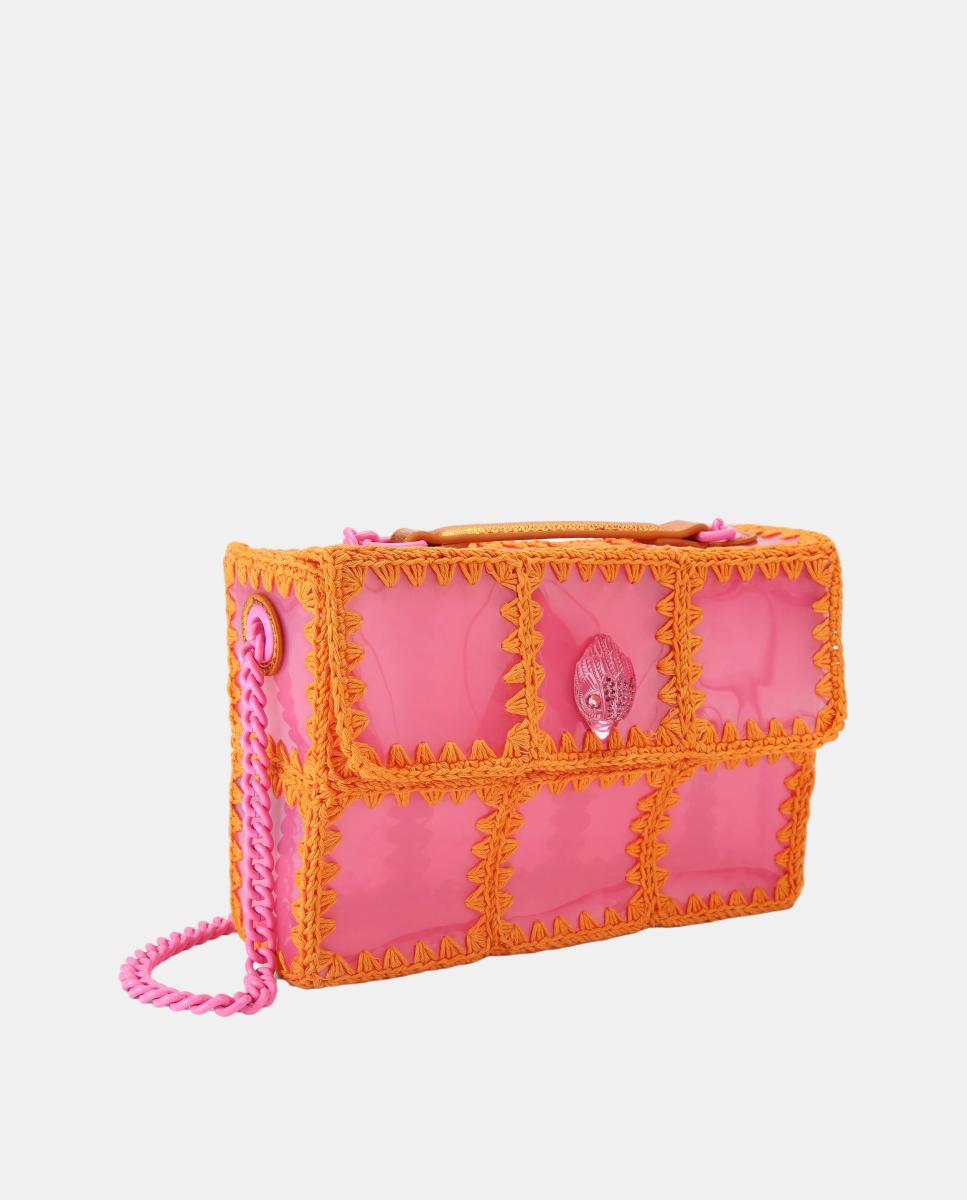 Mala Kensington Média em Crochet Rosa-2