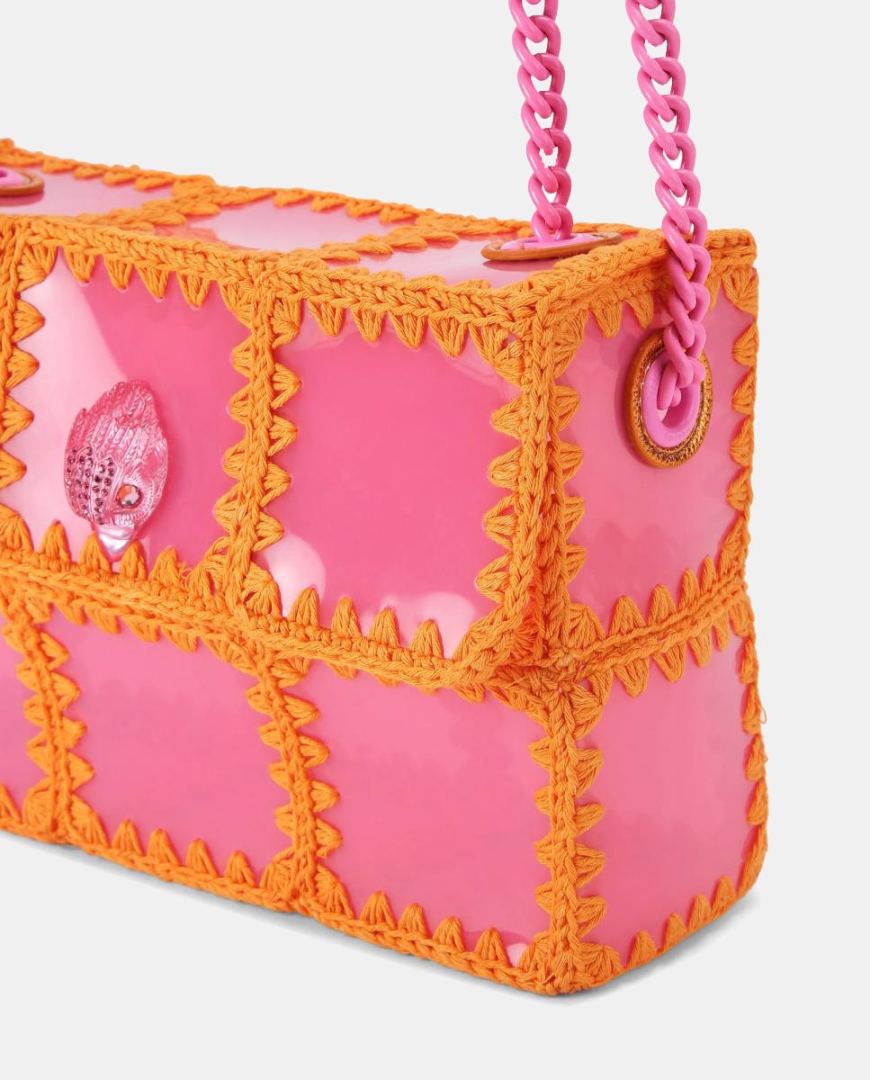 Mala Kensington Média em Crochet Rosa-5