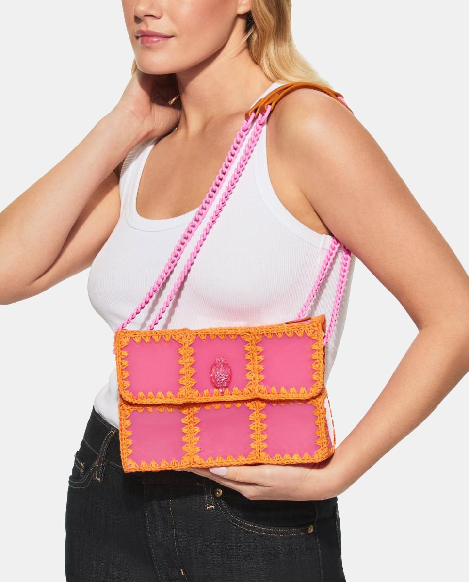 Mala Kensington Média em Crochet Rosa-6