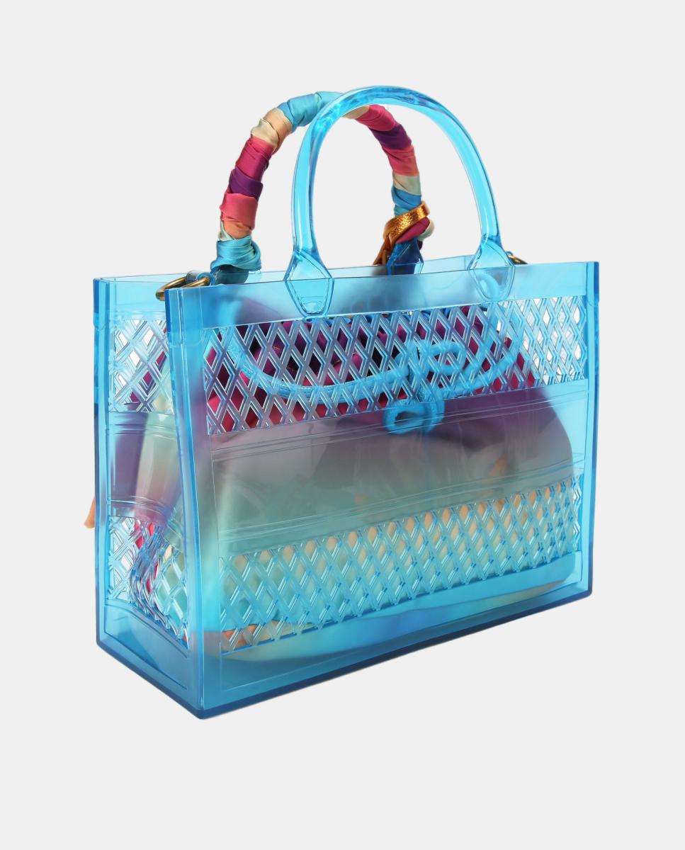 Mala Tipo Tote Jelly Pequena Azul-3