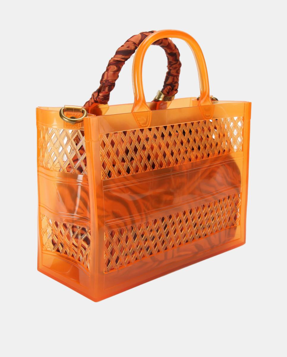 Mala Tipo Tote Jelly Pequena Laranja-3