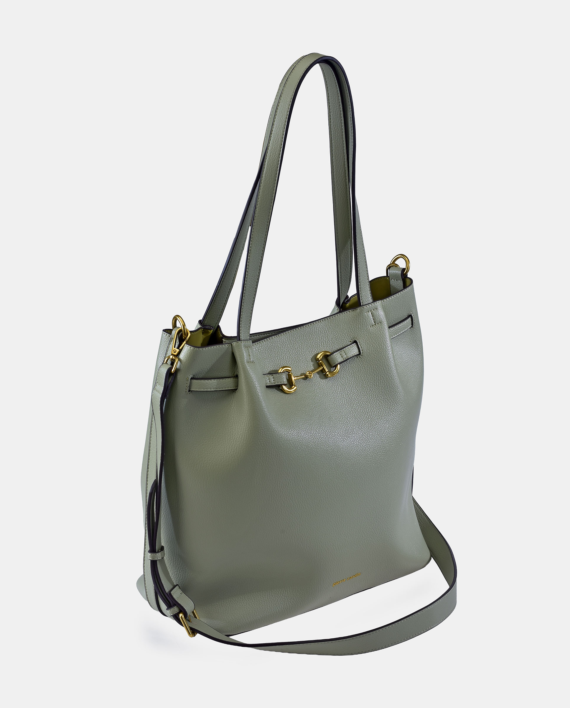 Mala Shopper de Alça Dupla Comprida em PU Verde Água-2