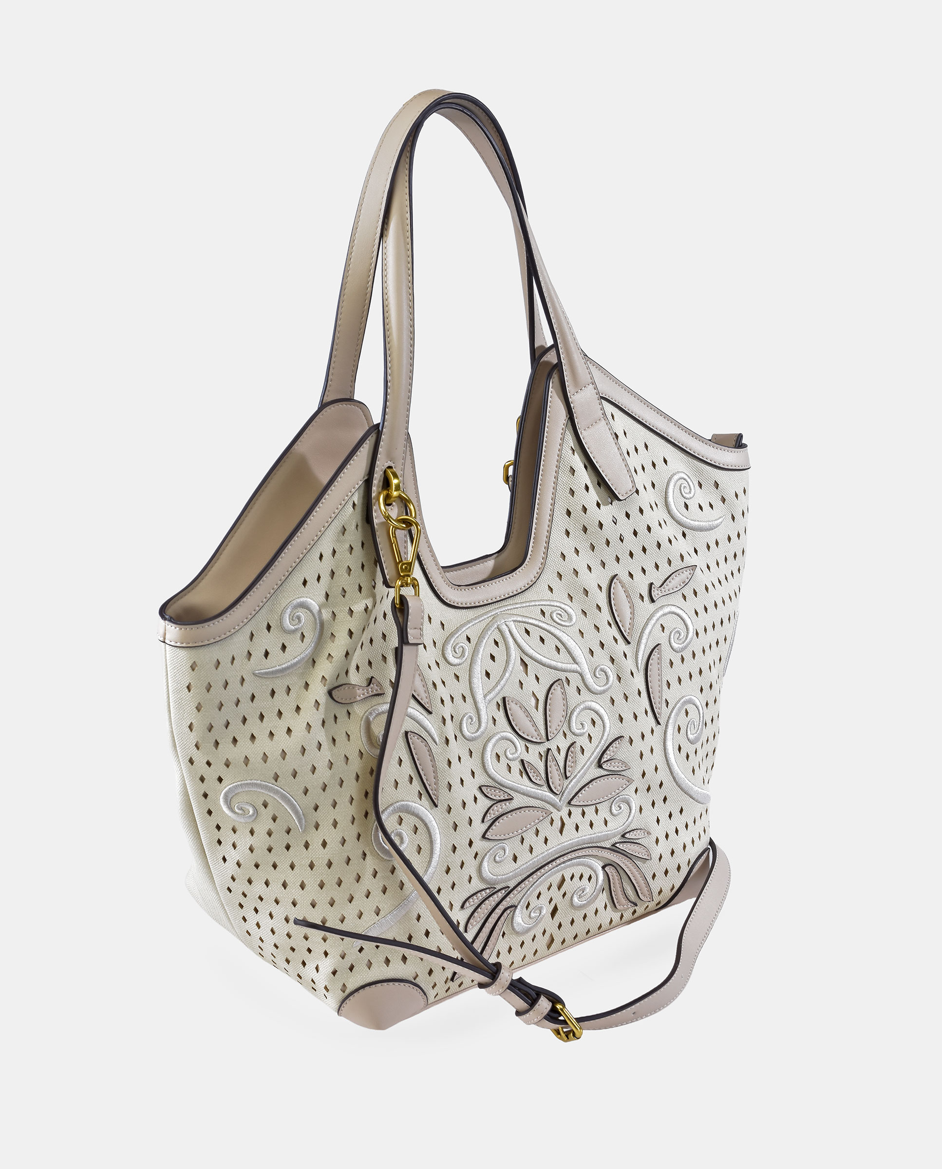 Mala Carryall em P.U. com Bordado Branco-gelo-2