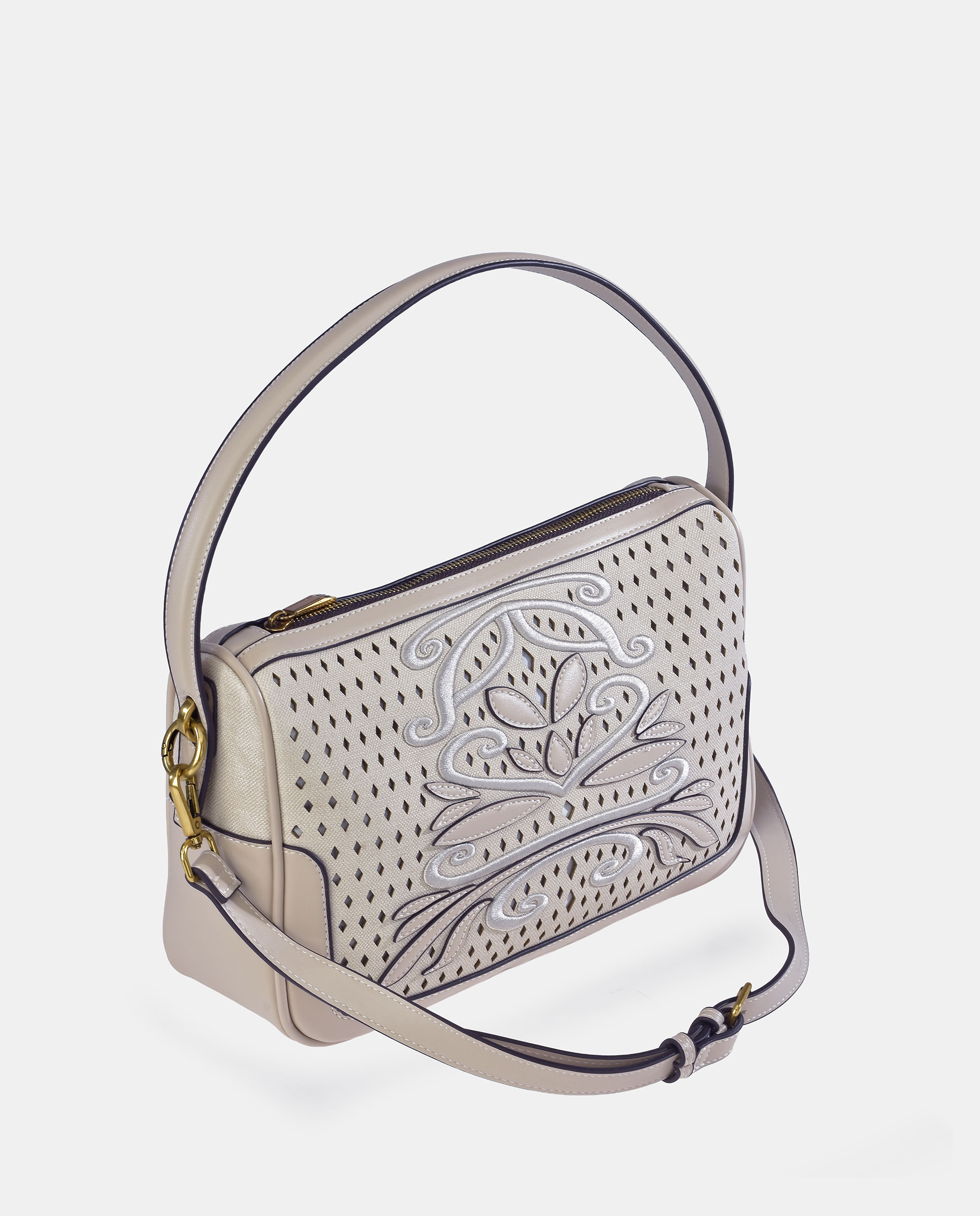 Bolso de hombro de Pierre cardin en P.U. bordado - Blanco hielo Blanco hielo-2