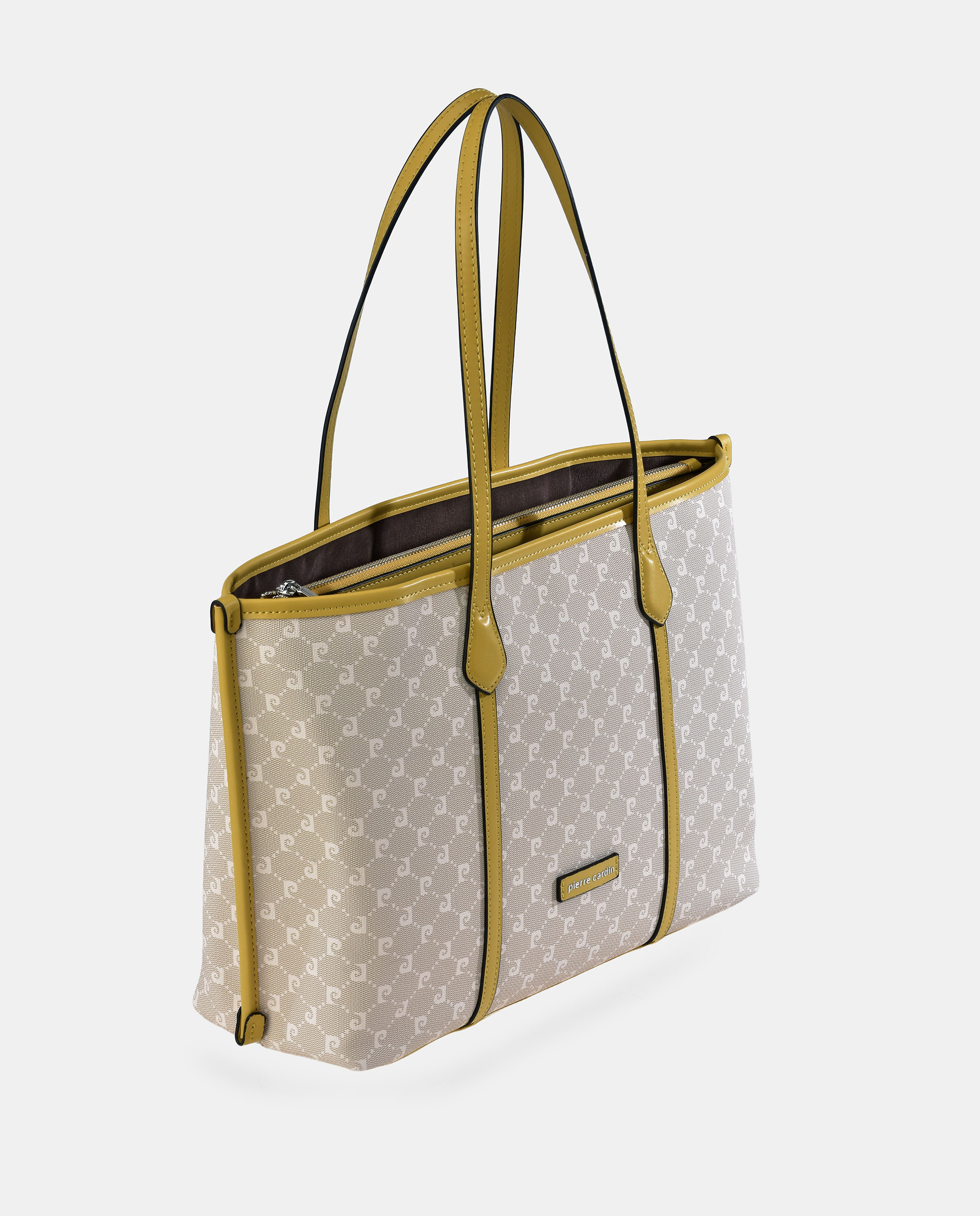 Mala Shopper com Alça Comprida Dupla em Lona P.U. e Logótipo Amarelo-2