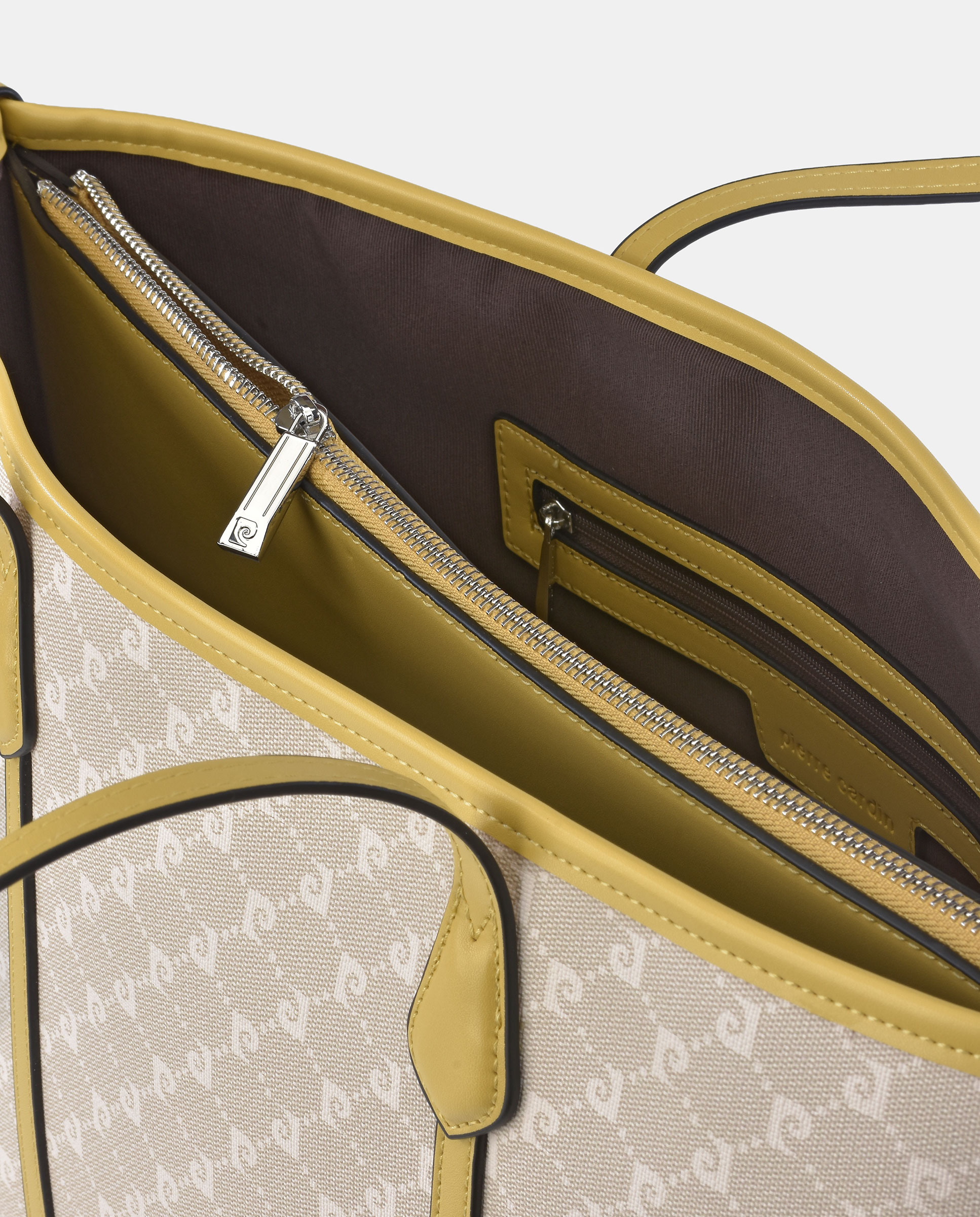 Mala Shopper com Alça Comprida Dupla em Lona P.U. e Logótipo Amarelo-3