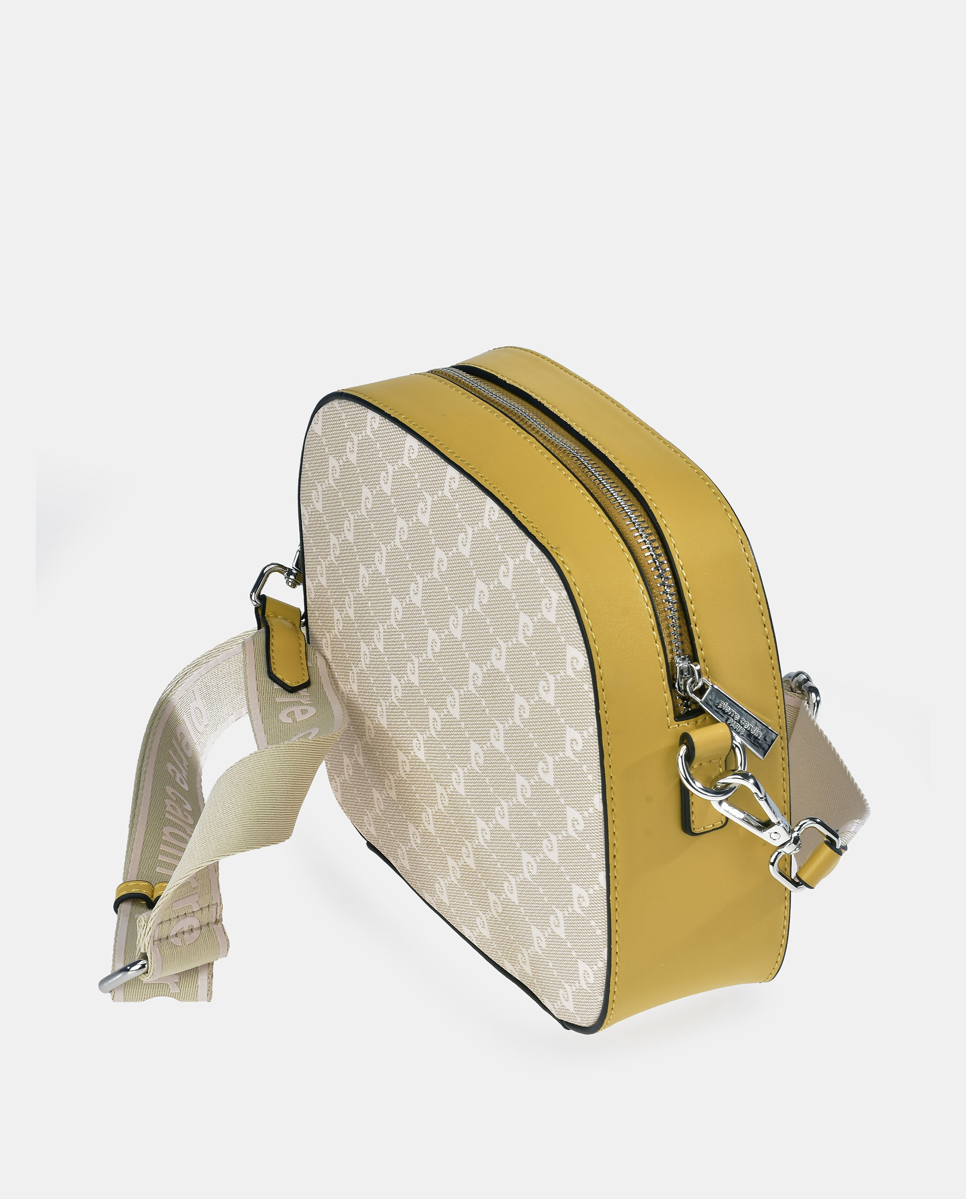 Mala Crossbody com Alça de Tiracolo Larga em Lona P.U. e Logótipo Amarelo-3