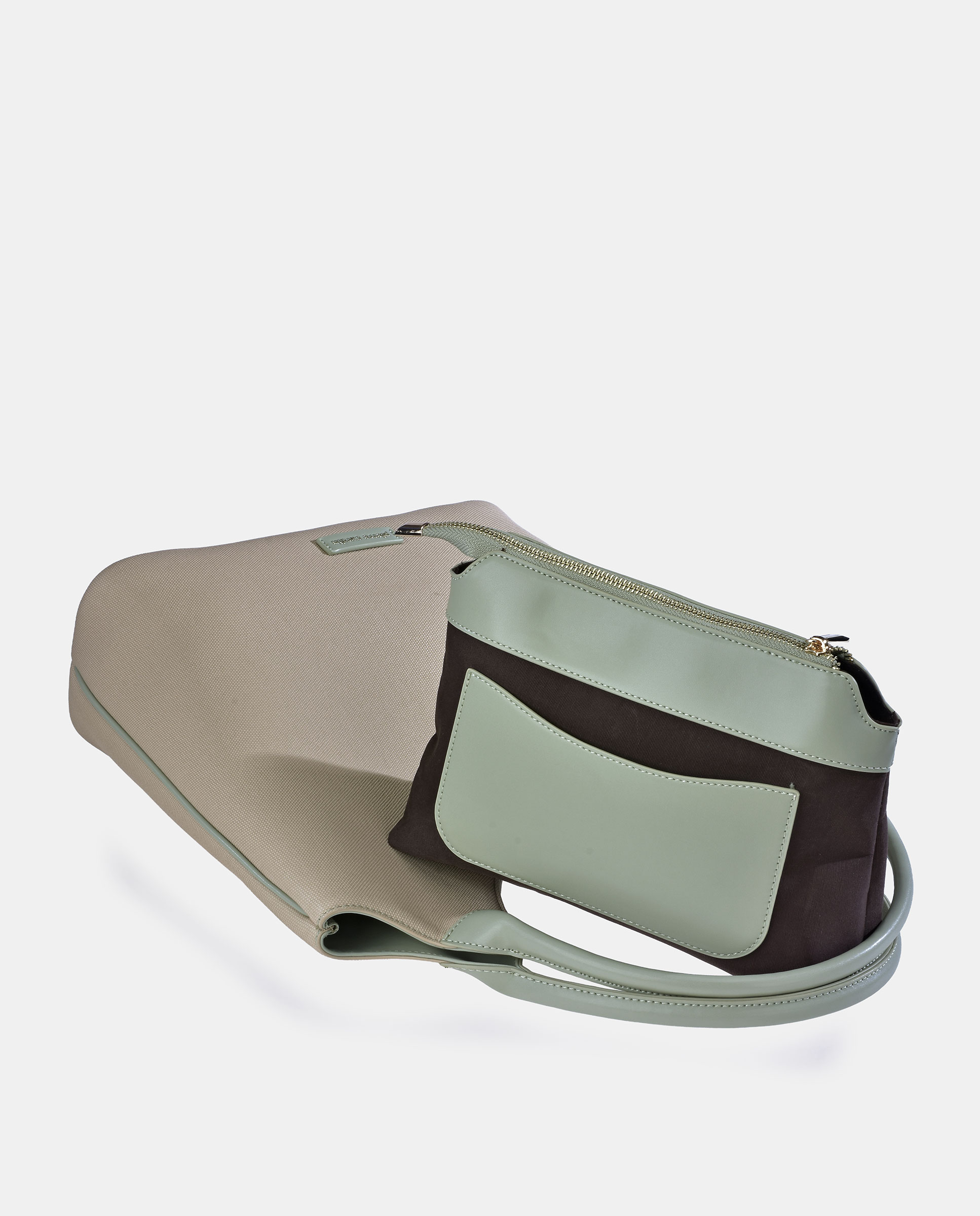 Mala Shopper de Alça Dupla em P.U. Verde Água-5