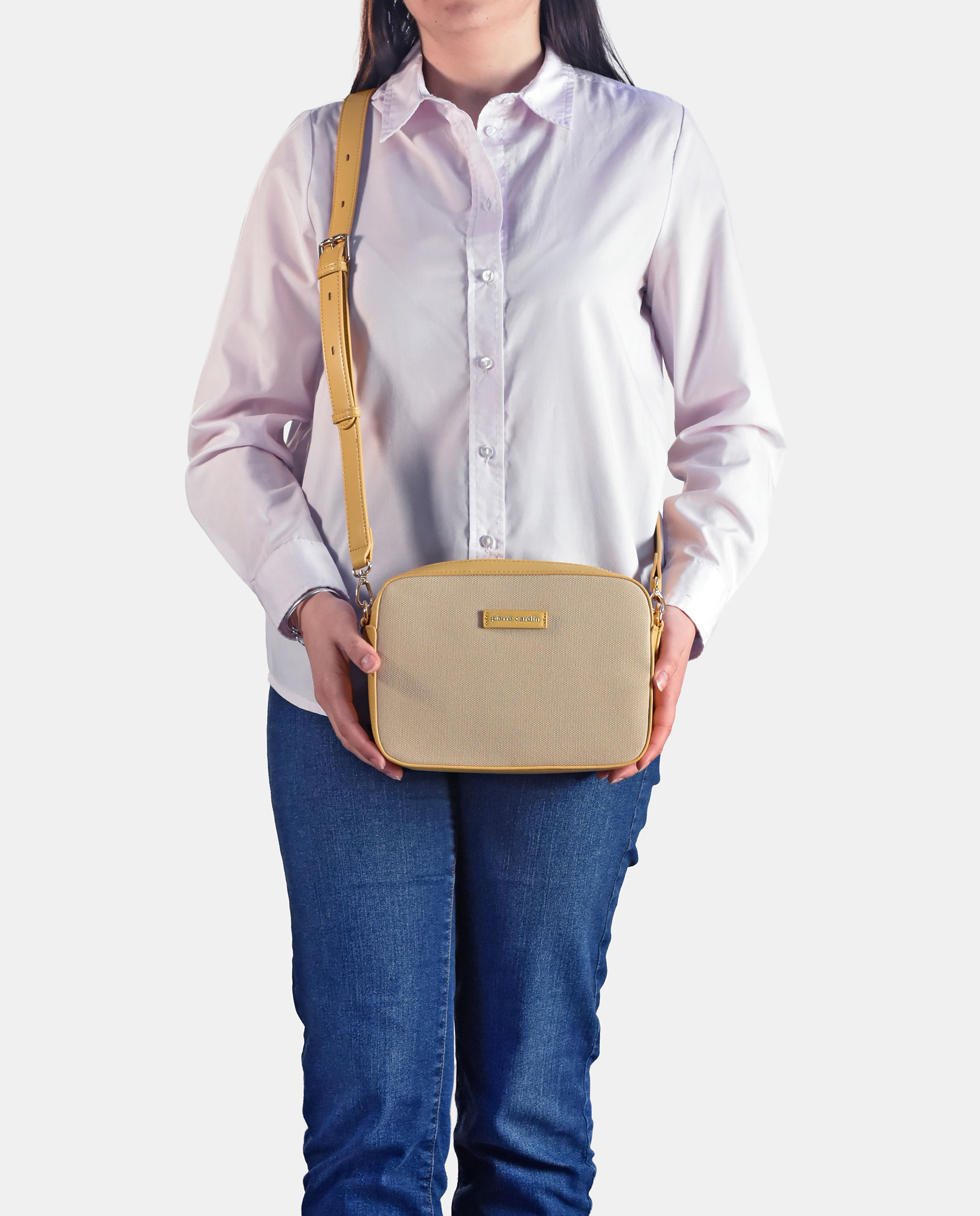 Mala Crossbody com Alça de Tiracolo Desmontável em P.U. Amarelo-4