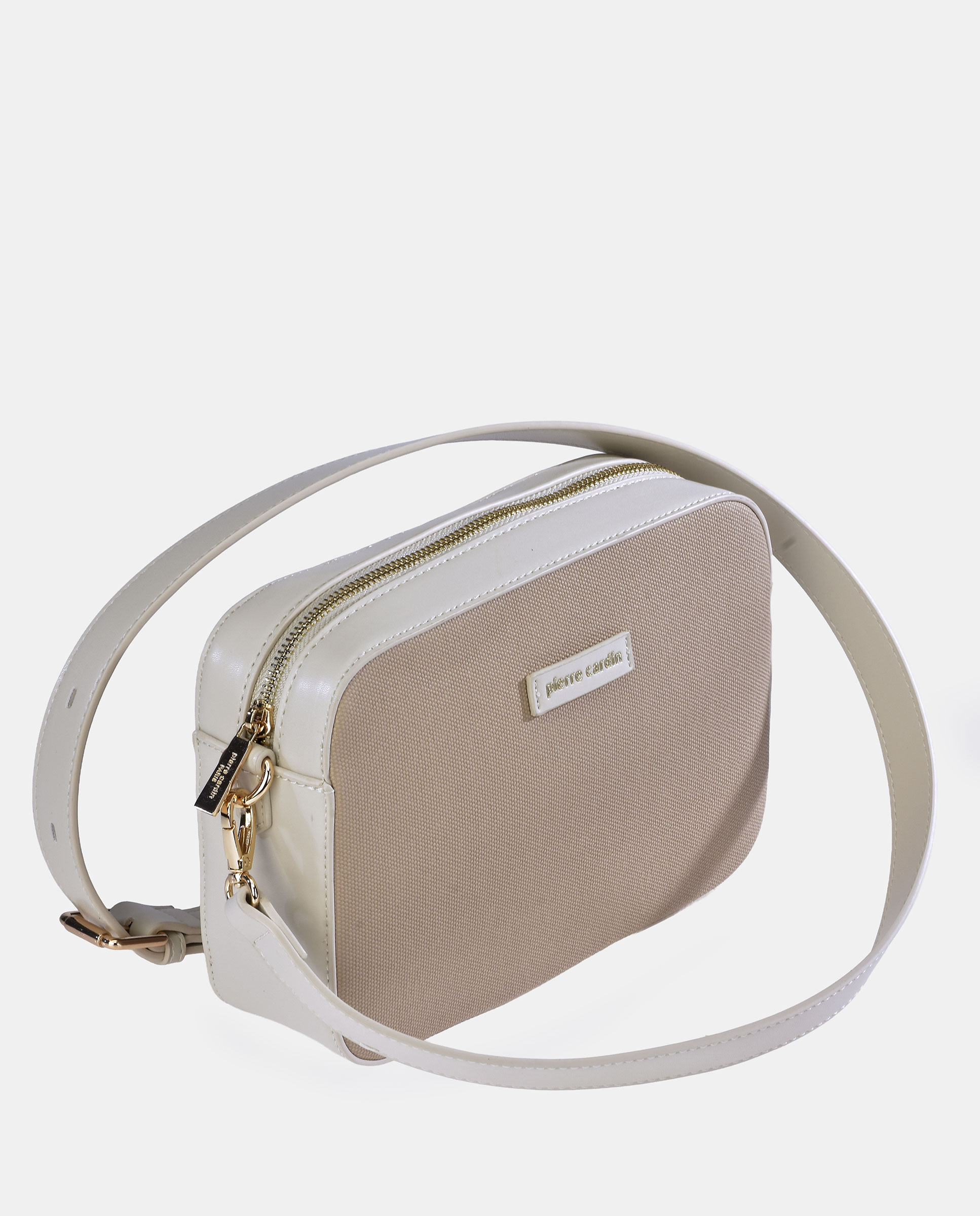 Mala Crossbody com Alça de Tiracolo Desmontável em P.U. Bege-2