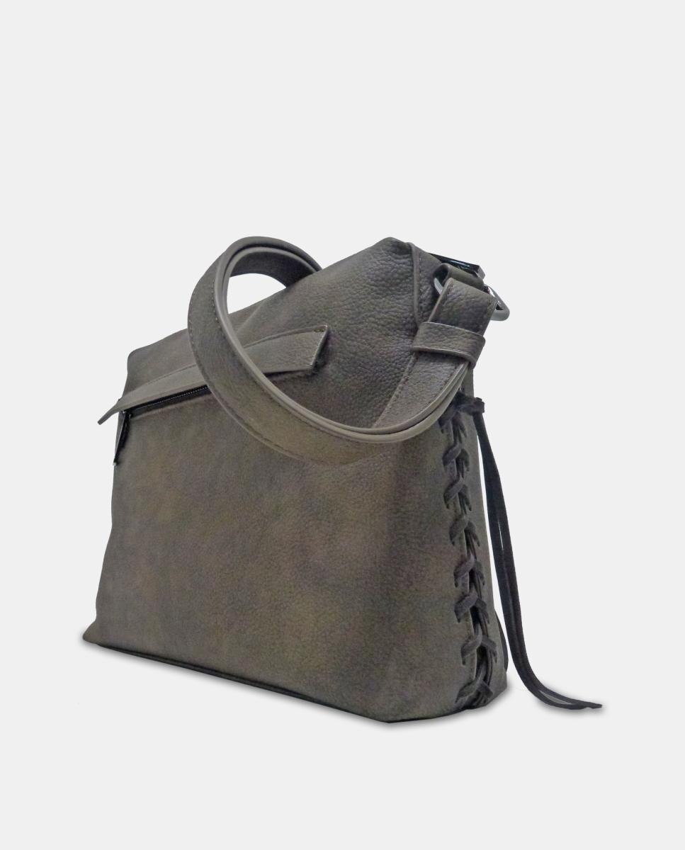 Bandolera con cremallera y asa regulable - Torrens - Gris Gris-2
