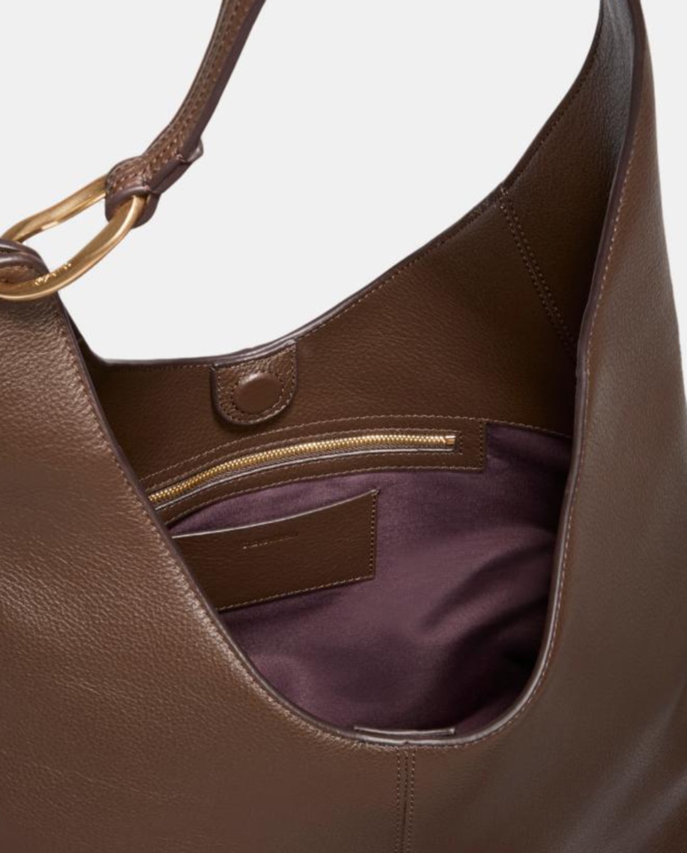 Mala Shopper de Ombro em Pele Castanho-3
