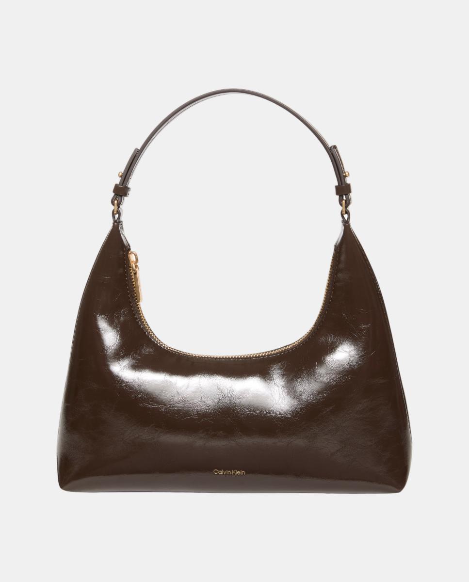 Bolso de hombro Calvin Klein con acabado acharolado - Marrón Marrón-1