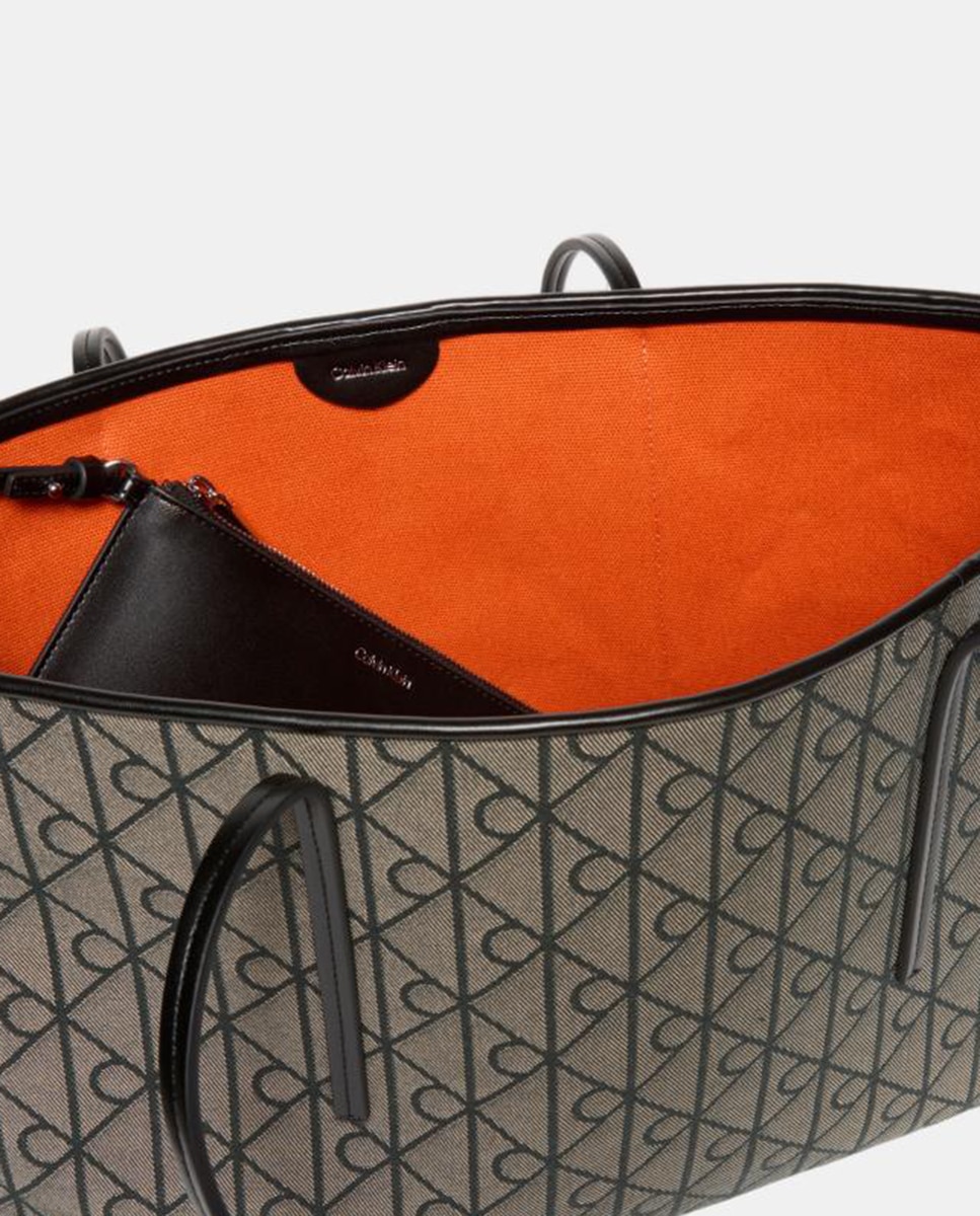 Mala Tipo Tote com EStampado de Monograma Emblem em Acabamento Jacquard Preto-5
