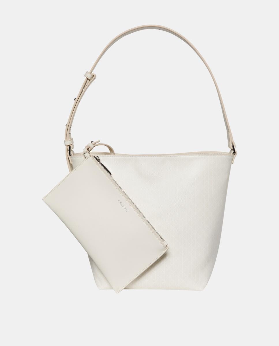 Mala Tipo Bucket com Estampado de Monograma Emblem Branco-2