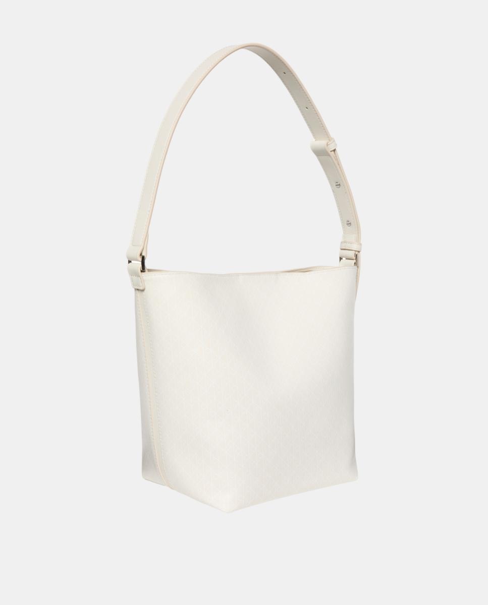Mala Tipo Bucket com Estampado de Monograma Emblem Branco-3
