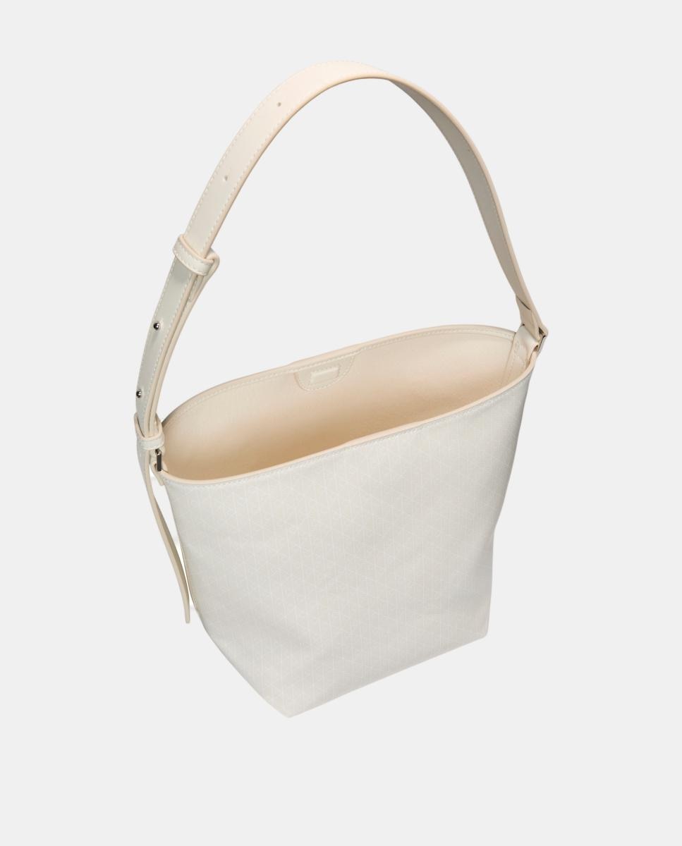 Mala Tipo Bucket com Estampado de Monograma Emblem Branco-4