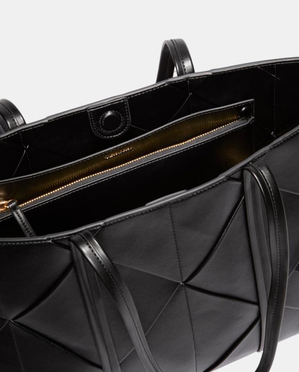 Mala Shopper Média com Acabamento Entrançado Preto-4
