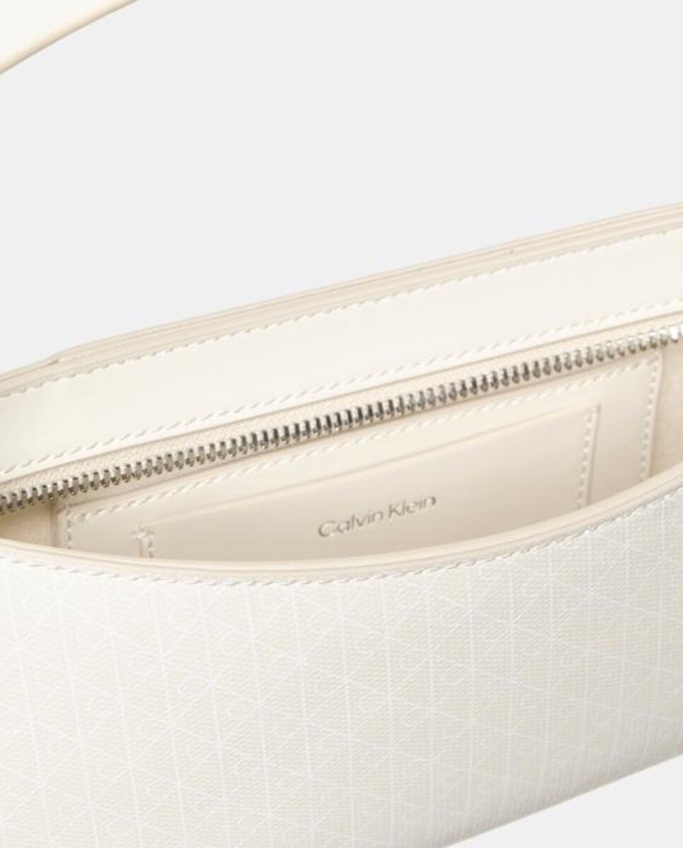 Mala de Ombro com Estampado de Monograma Emblem Branco-3
