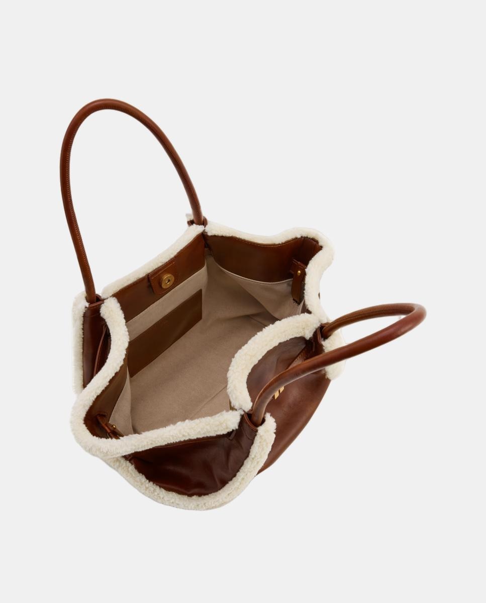 Mala Tipo Tote Média Modelo Hana Castanho-4