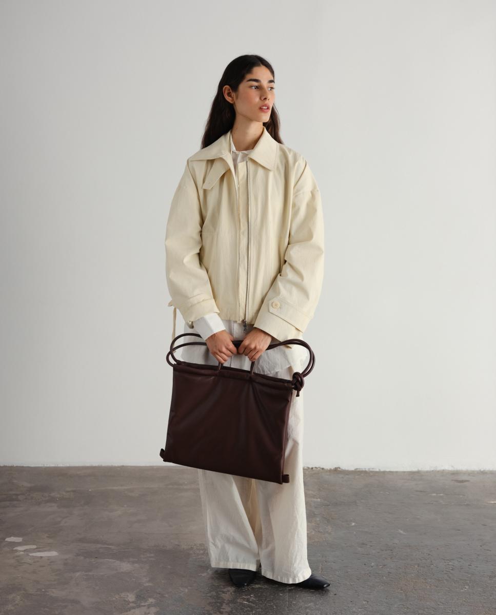 Mala de Ombro Modelo Folded Bag Castanho-2