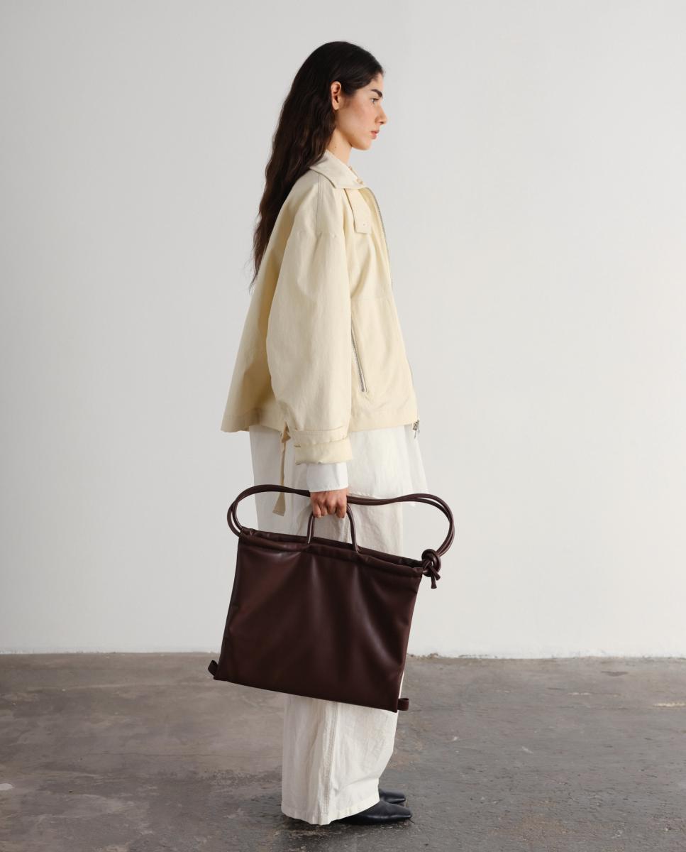 Mala de Ombro Modelo Folded Bag Castanho-4