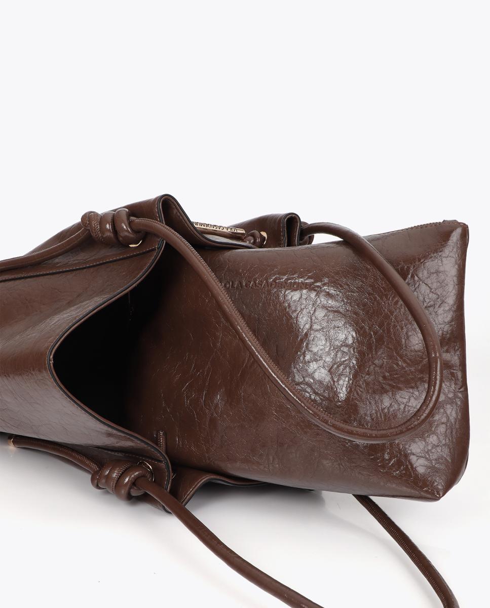 Shopper con detalle de tubo metálico - Lola Casademunt - Marrón Marrón-5