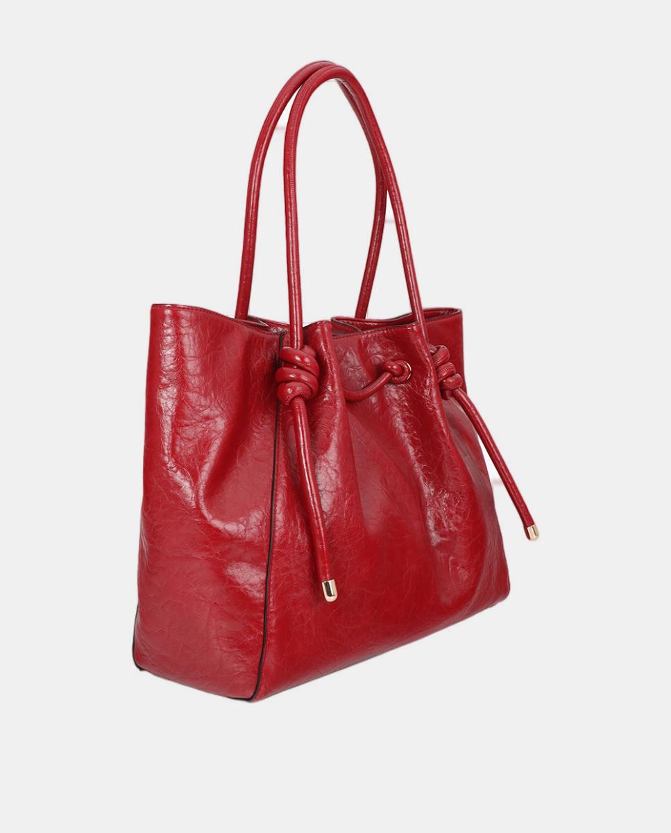 Mala Shopper com Detalhe de Tubo Metálico Vermelho-4