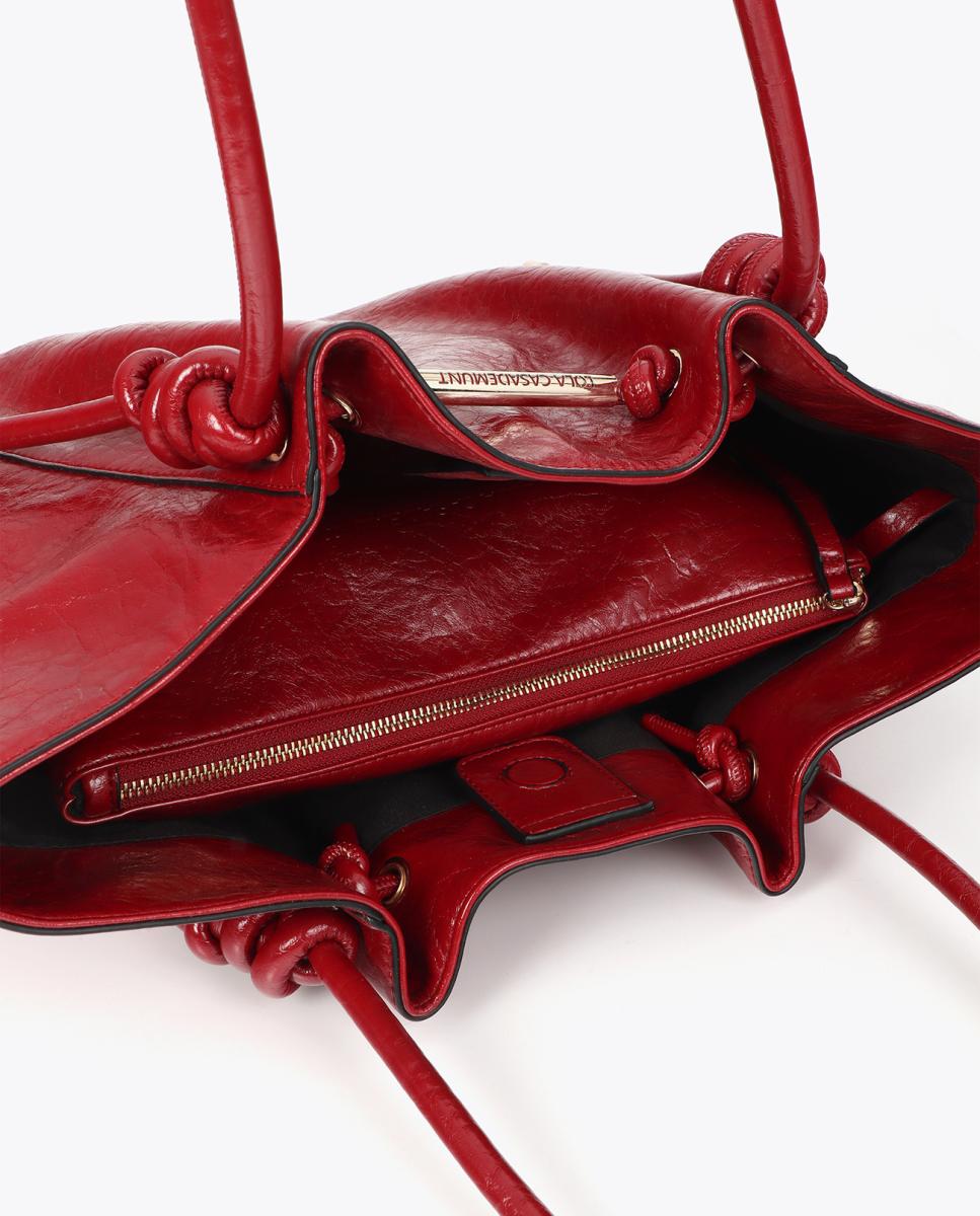 Mala Shopper com Detalhe de Tubo Metálico Vermelho-5